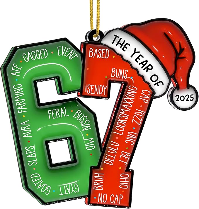 67 Christmas Ornament, 67 Ornaments for Xmas Tree, Funny Christmas Ornaments 2025, 6 7 Meme Ornament for Teens, Six Seven Gifts, Gag Gifts for Teens, Teen Girls Trendy Stuff