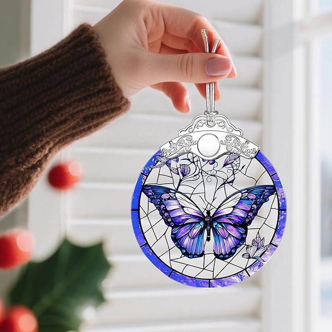 Butterfly Ornament, Stained Glass Christmas Decorations, Christmas Ornaments for Tree, Holiday Ornament, Gifts for Butterfly Lovers, Holiday Party Gifts, Gift Ideas & Xmas Gift