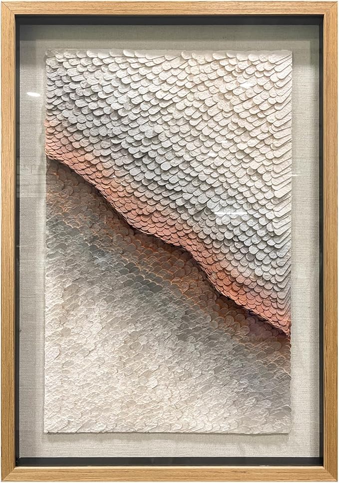 BrightA 3D Paper White Wall Art Abstract Wall Art Framed Artwork for Walls Frame Large Artwork for Living Room Office 27.5"x39.4"