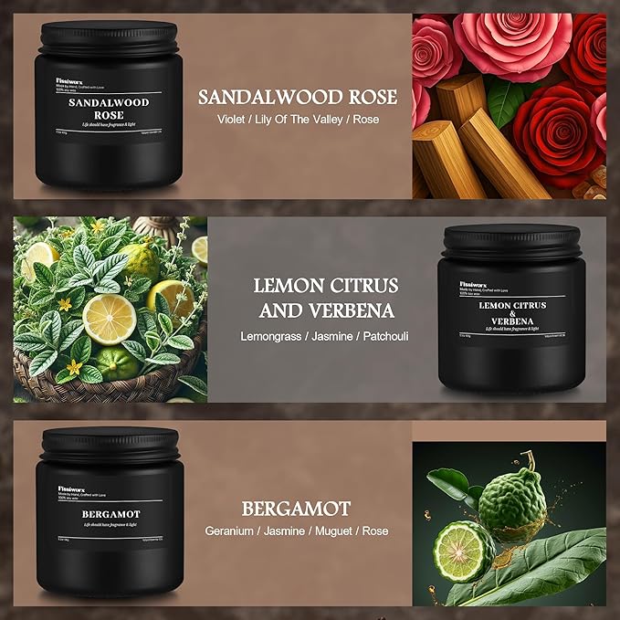 9 Pack Scented Candles Set Gifts for Men, Aromatherapy Candle Set with Scents （Sandalwood Rose/Lemon Citrus & Verbena/Bergamot）- Gift for Dad, Boyfriend, Birthday, Father’s Day, Christmas Gifts