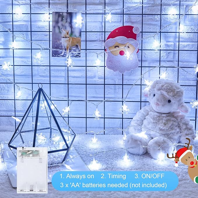 Minetom 4 Pack Snowflakes Lights - 14 Ft 30 LED Waterproof Shatterproof Xmas Fairy Lights for Indoor Decor
