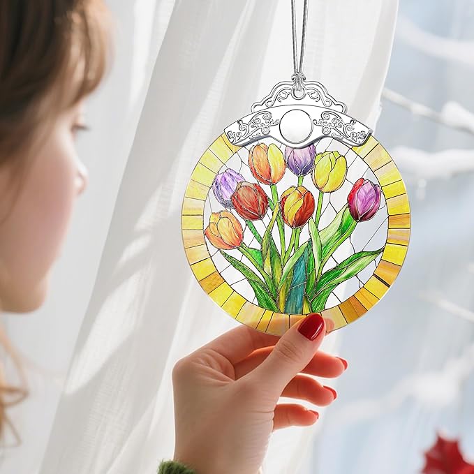 Christmas Ornaments: Stained Glass Ornament, Christmas Tree Ornament, Hanging Ornaments for Home Decor & Xmas Tree Decorations – Exquisite Holiday Decor, Gifts & Holiday Present - Tulips