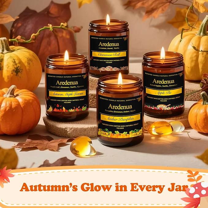 Caramel Apple Candles – Holiday Winter Scented Candles, Warm Caramel & Crisp Apple Aroma for Christmas Home Décor, Cozy Seasonal Candle Gift for Women & Men, Long-Lasting Soy Wax Candle