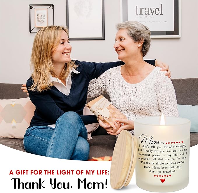 TEEZWONDER Christmas Birthday Gifts for Mom - Long Lasting Vanilla Lavender Candle 10 oz - Mom Gifts from Daughter Son, Mother Gift Ideas, Gift for Mama Mother in Law, Candles for Women