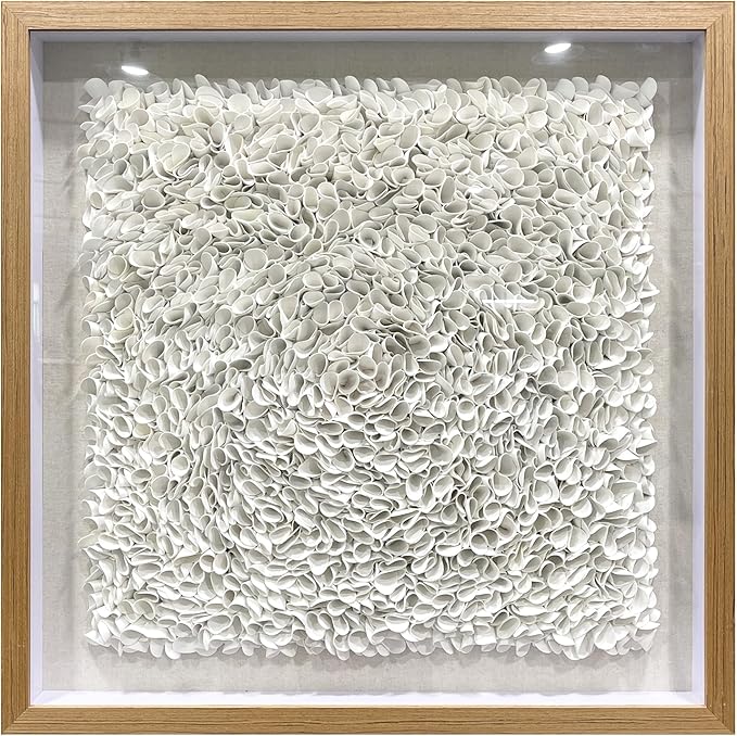 BrightA Minimalist 3D Wall Art Large Wall Art Artwork for Walls White Textured Wall Sculpture with Embossed Patterns Modern Abstract Artwork for Living Room Office Decor 23.6"x23.6"