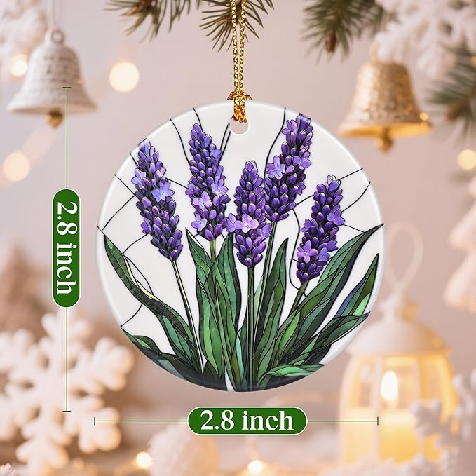 Flower Hanging Ornament, Christmas Ornaments, Xmas Decorations for Tree, Ornaments for Christmas Tree, Holiday Ornament, Flower Themed Gifts, Holiday Party Gifts, Xmas Gift Ideas - Lavender