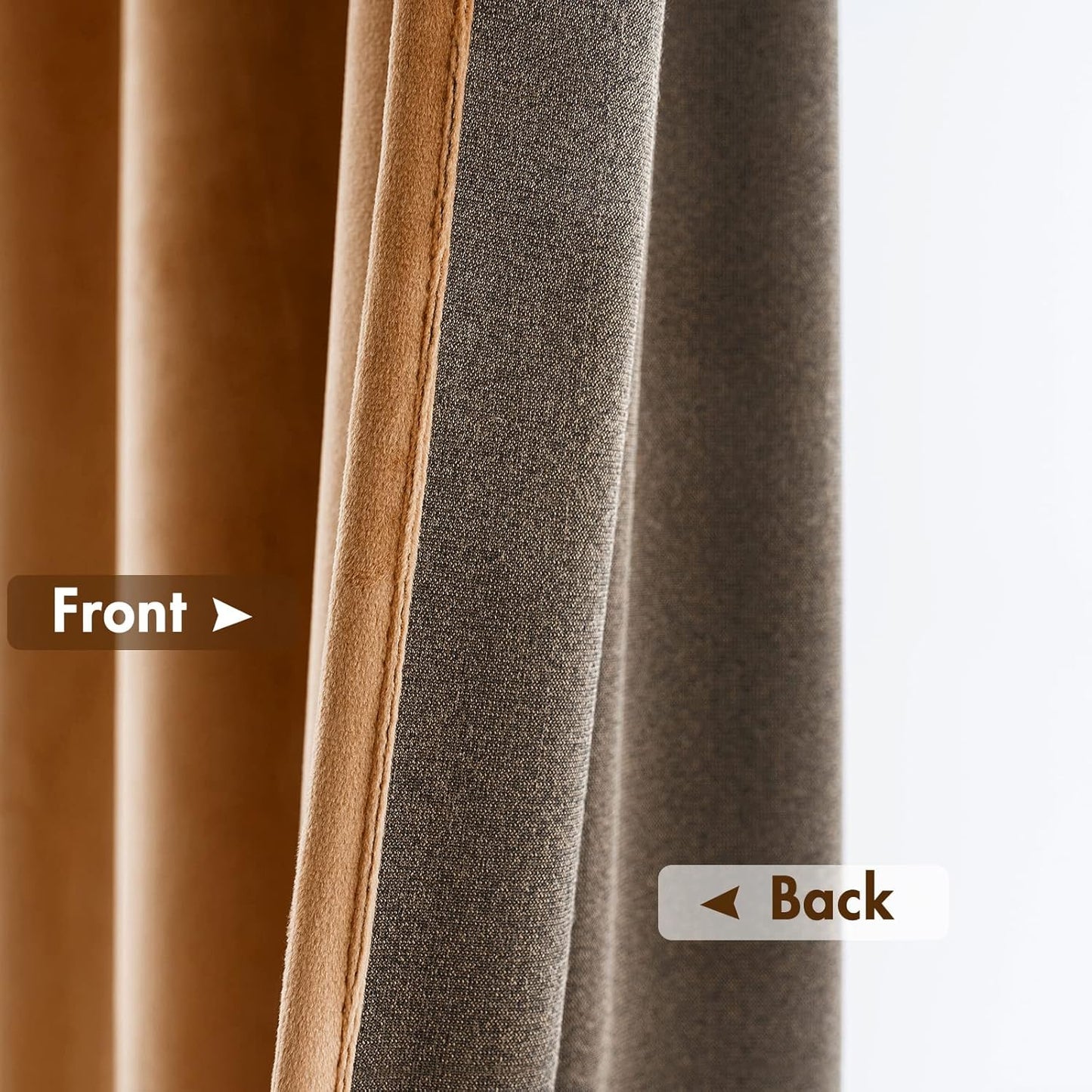 MIULEE Gold Brown Velvet Curtains Thermal Insulated Blackout Curtain Fall Drapes for Bedroom Living Room Darkening 90 Inches Long Curtains Panels Rod Pocket Set of 2