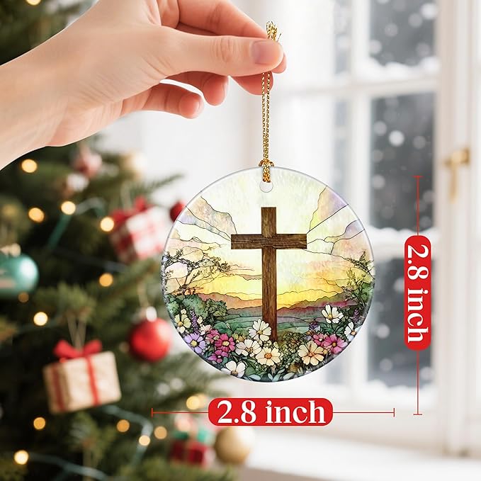 Stained Glass Cross Ornaments, Christian Christmas Ornaments: Christmas Tree Decorations, Easter Faith Cross Home Decor, Stocking Stuffers, Gift Ideas, Xmas Gift, Christian Gifts & Gifts For Religious