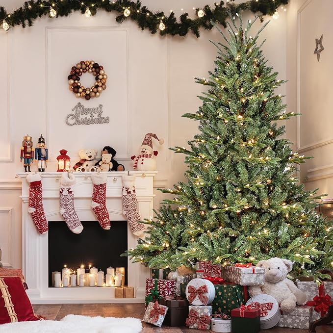 Pre-Lit Artificial Full Christmas Tree, 5 ft Christmas Tree with Lights - Hinged Xmas Tree for Holiday Party Office Home, 1122 PE&PVC Mixed Branch Tips, 350 Lights