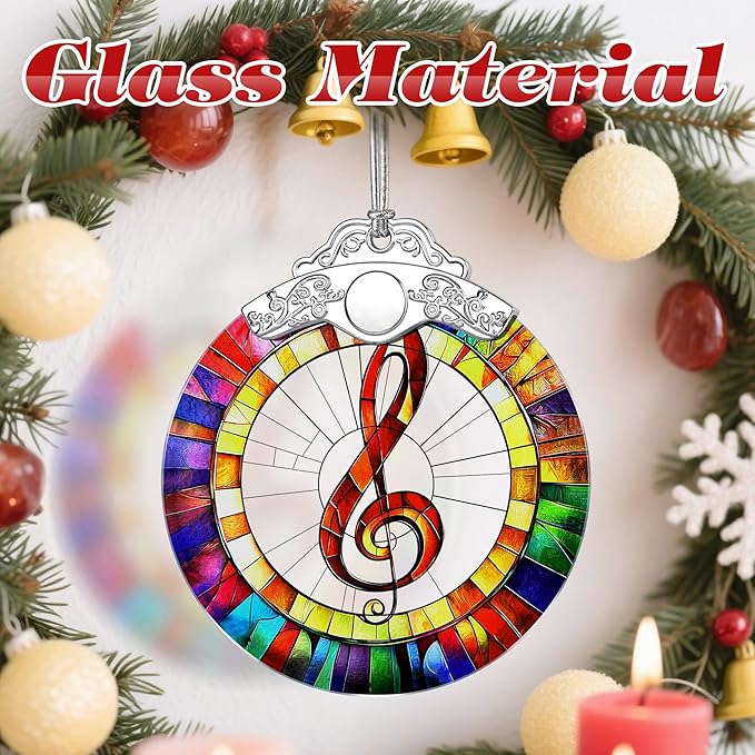 Musical Ornament, Stained Glass Christmas Decorations, Christmas Ornaments for Tree, Holiday Ornament, Gifts for Musical Lovers, Holiday Party Gifts, Gift Ideas & Xmas Gift