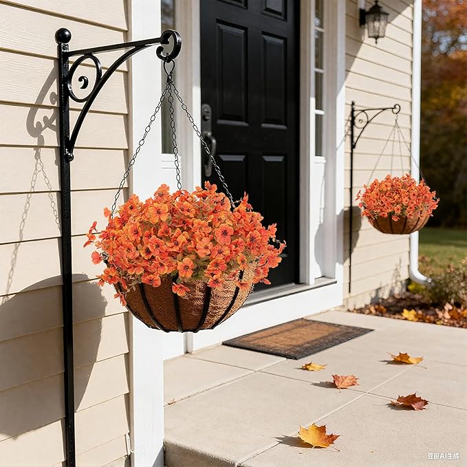 Artificial Flowers Fake Fall Plants for Outdoor Indoor Garden Christmas Decoration, 12 Bundles Silk Colorful Fall Mums with Eucalyptus Leaves Fake Plants for Autumn Porch Home Patio Yard Weeding Decor