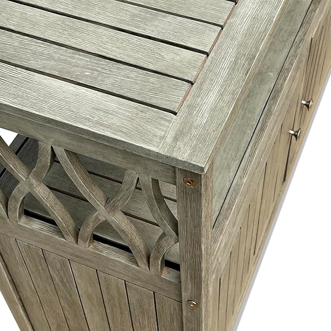 DTY Outdoor Living Longs Peak Eucalyptus Wood Sideboard Table, Outdoor Buffet Cabinet with Storage, Driftwood Gray Weather-Resistant Finish