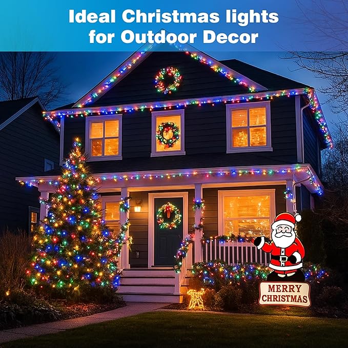 Christmas Lights 800 LED 264 FT, IP67 Waterproof Christmastree Lights with 8 Modes, Remote Control 3 Timers & Memory Function Xmas Decorations for House and Holiday (Multicolor)