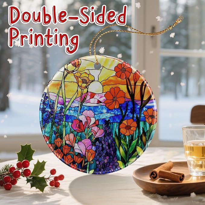 Colorful Flower Christmas Ornaments: Christmas Tree Decorations & Holiday Ornaments – Holiday Presents, Gift Ideas for Friends, Coworker, Family, Gardener, Nature Lover, and Flower Lover