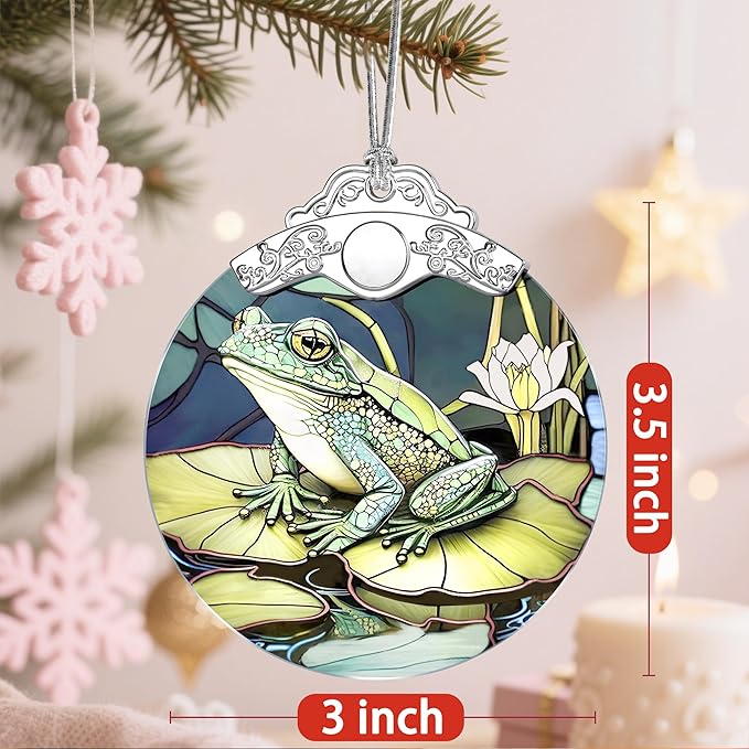 Christmas Ornaments: Stained Glass Ornament, Christmas Tree Ornament, Hanging Ornaments for Home Decor & Xmas Tree Decorations – Exquisite Holiday Decor, Gifts & Holiday Present - Frog