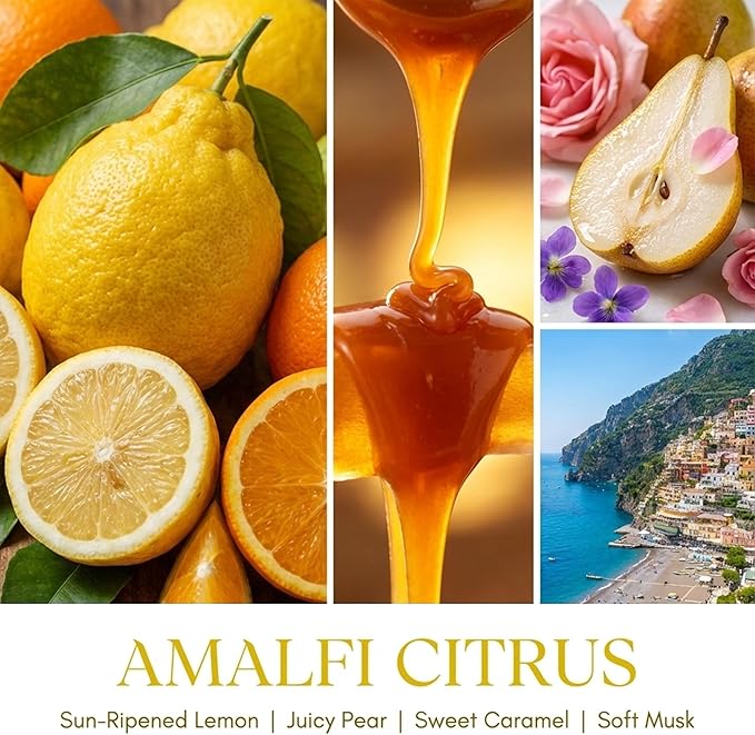 Amalfi Citrus Scented Candles, 18oz Soy Candles Non Toxic 4-Wick Large Candle Jars, Over 50 Hours of Burning Time, Ideal for Gifting, Events, Home Decor
