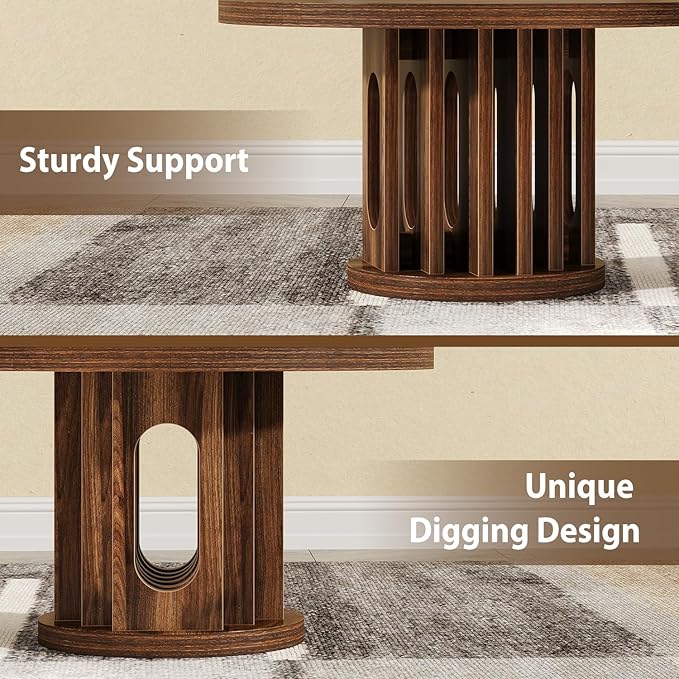 31.5" Round Coffee Table, Small Wooden Circle Center Table Hole Panel Splice Design Coffee Tables for Living Room, Thickened Edge MDF Board, Walnut