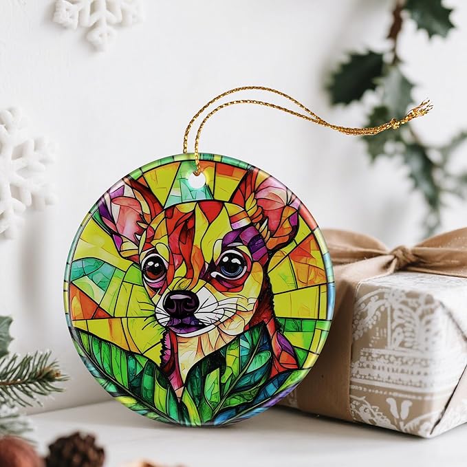 Vibrant Chihuahua Ornaments, Dog Christmas Ornaments: Christmas Tree Decorations, Holiday Decor, Stocking Stuffers, Gift Ideas, Xmas Gift, Gifts for Pet Lover & Gifts for Dog Lover