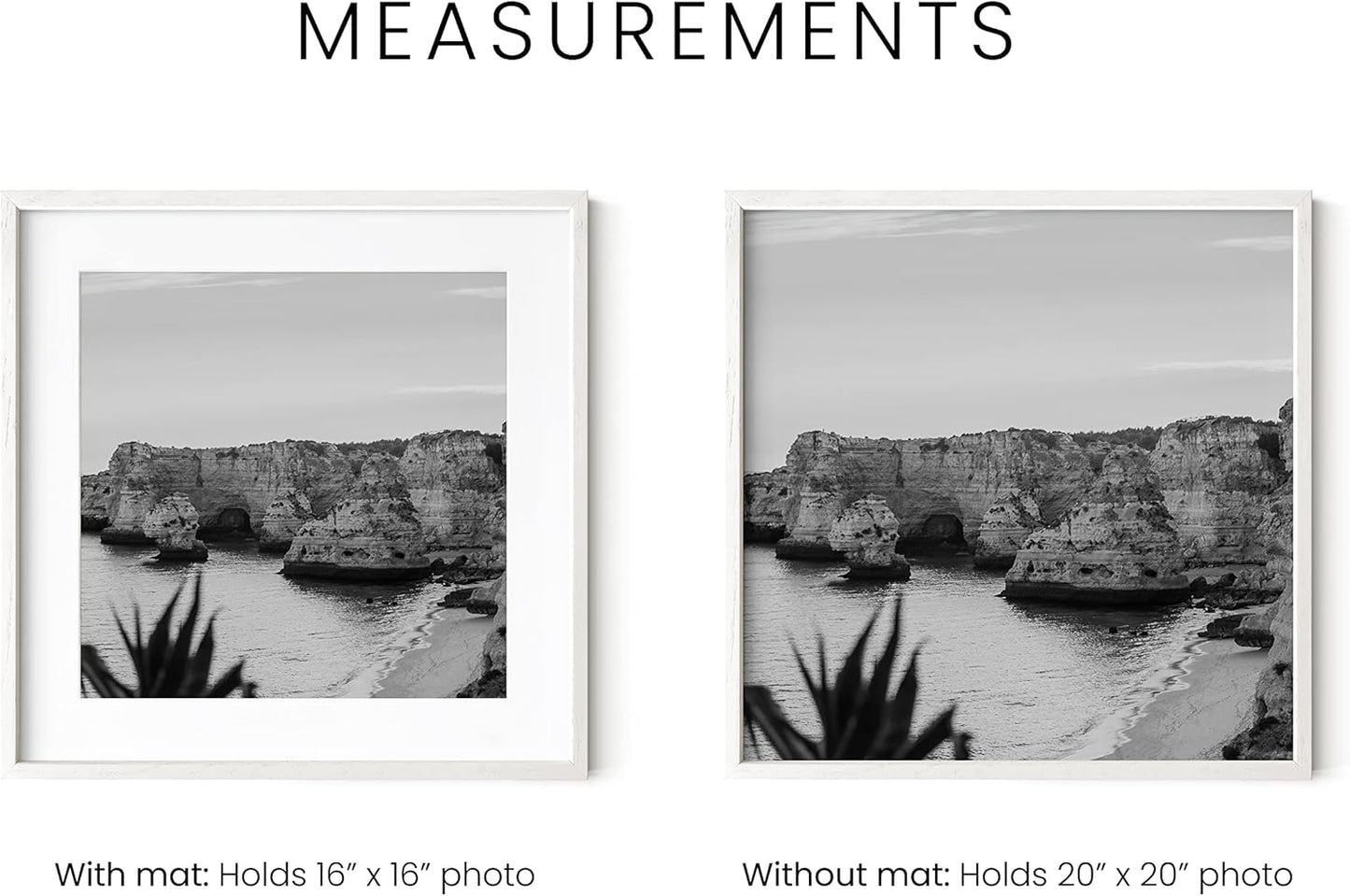 HAUS AND HUES Solid Oak Wood 20”x20” Picture Frames Matted to 16”x16” Set of 3-3 Piece White Square Frames, 20x20 White Picture Frames for Wall, White Frames 20 x 20, Gallery Wall Frame Set