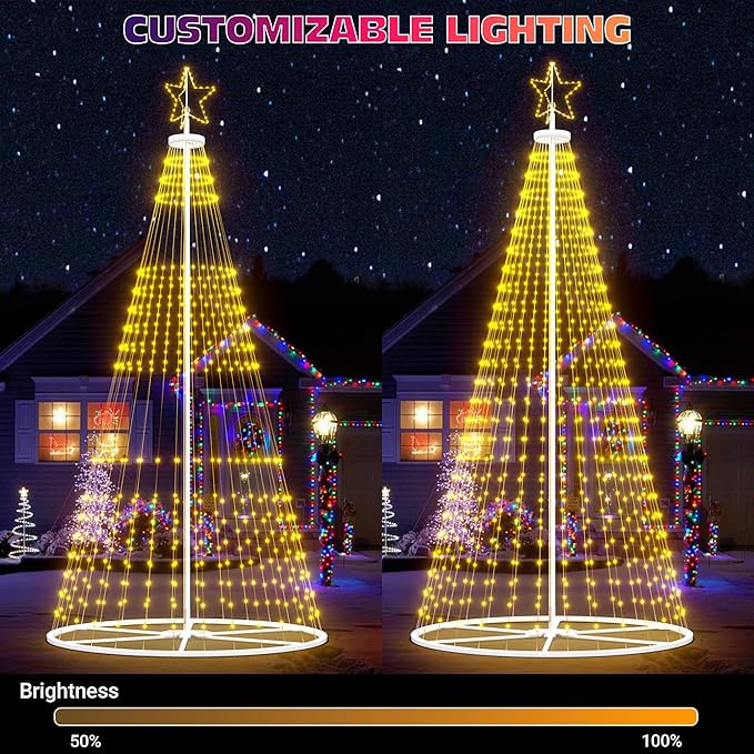 Led Outdoor Christmas Tree, 16 FT Prelit Smart Outside Christmas Tree Light Show, App Control with 660 LED Lights Color Changing, Cone Tall Star Topped Christmas Trees for Yard & Garden