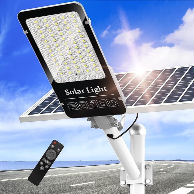 10000W Solar Street Light, Super Bright LED Beads Solar Lights Outdoor Waterproof IP66, Heavy Duty Parking Lot Light Commercial Dusk to Dawn,Flood Light with Remote Control for Yard, Driveway