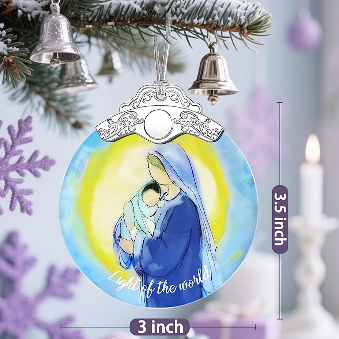 Religious Ornament, Stained Glass Christmas Decor, Christmas Ornaments for Tree, Holiday Ornament, Religious Gifts, Holiday Party Gifts, Gift Ideas & Christian Gift