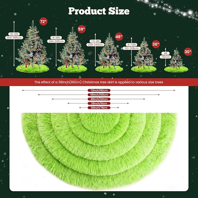 iMucci Christmas Tree Skirt Thick Green Tree Skirt Wool-Like Chirstmas Tree Decorations Holiday Party Decor