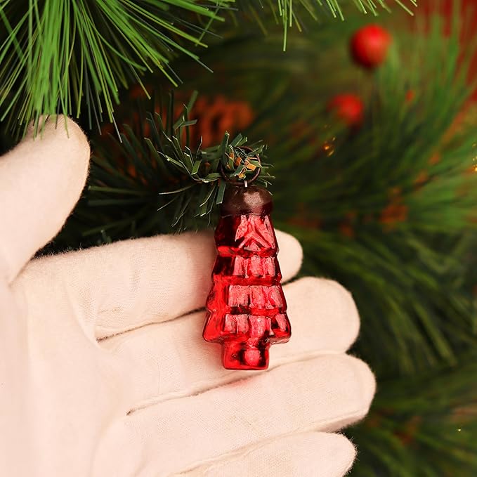 IndianShelf 25 Pieces Red Glass Vintage Christmas Ornaments Mini Bulk Decorative Ornaments for Halloween, Christmas Tree, New Year, Valentine Day, Holidays, Event and Wedding ( 25 * 1 Boxes)