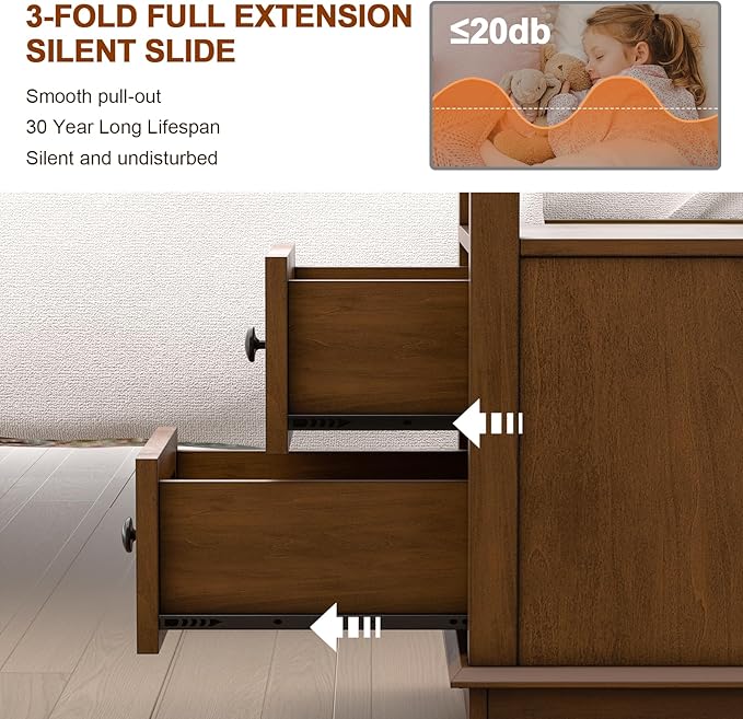 HIFYOBRO 2 Drawers End Table with Flip Top Charging Station, Type-C & USB Port & Power outlets, Wooden Nightstand, Side Table with Storage for Living Room and Bedroom