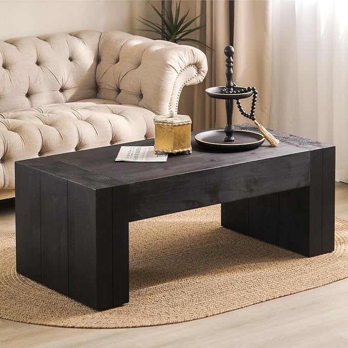 Wood Coffee Table Farmhouse Wooden Coffee Tables for Living Room, Rectangle Tea Table, Rustic Coffee Table