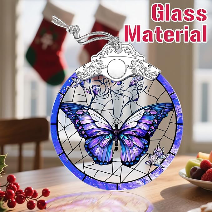 Christmas Ornaments: Stained Glass Ornament, Christmas Tree Ornament, Hanging Ornaments for Home Decor & Xmas Tree Decorations – Exquisite Holiday Decor, Gifts & Holiday Present - Butterfly