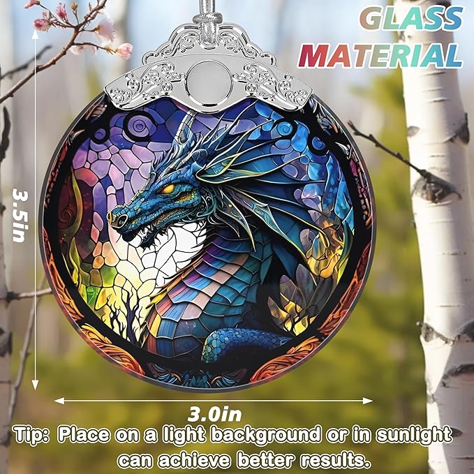 Stained Glass Dragon Christmas Ornament - Holiday Home Decor - Tree Decoration - Gift Exchange Idea