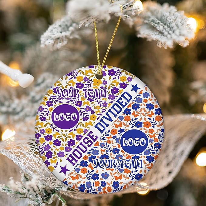 House Divided Ceramic Ornament 2025 - Customized Team Name Ornament - Football Ornaments Decoration - Sports Personalized Ornaments - Xmas Tree Decor - Gift for Sport Lover - Gifts for Christmas