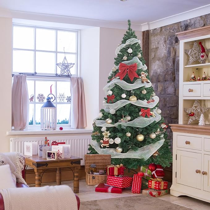 BESTHLS 8FT Christmas Tree Artificial Christmas Tree for Indoor Decoration with 1500 Branch Tips Solid Metal Stand