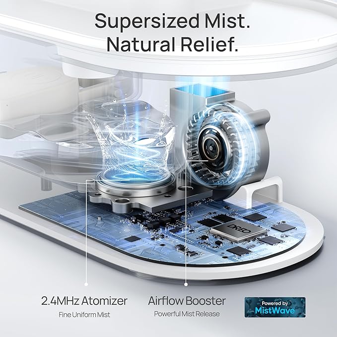 Dreo Humidifiers for Bedroom, 4L Top Fill for Large Room, 36H Runtime, 28 dB Quiet Supersized Cool Mist Air Humidifier for Baby Nursery, Plants, Indoor, Night Light, Easy to Clean & Fill, Gray