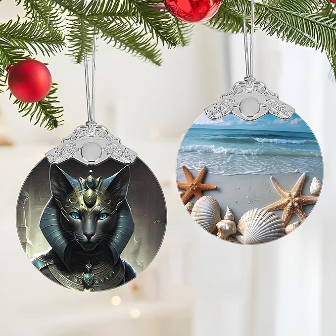 Christmas Decorations Ornaments, Stained Glass Ornament, Christmas Tree Ornaments, 2025 Gift Ornament, Xmas Gift for Friend Family Coworker - Egyptian Cat