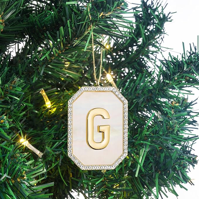 2025 Christmas Initial Ornaments, Letter G Ornaments for Xmas Tree, Hanging Ornament for Women Men Friends Sister Wife