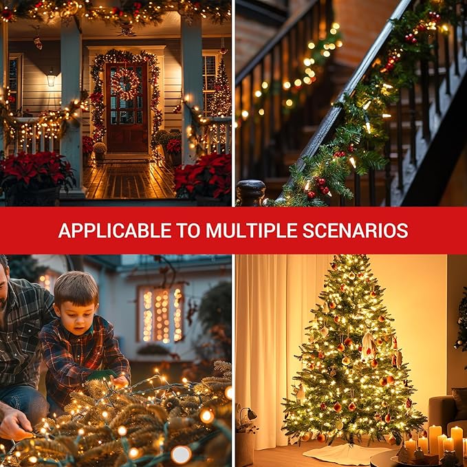 New One Christmas Lights 5 Pack, 35 Lights 8.08FT Christmas Tree Lights with Green Wire, Warm White Twinkle Lights, UL Listed for Indoor Outdoor Patio Garden Party Yard Wedding Decoration