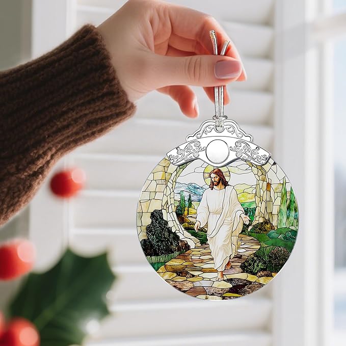 Religious Christmas Ornaments, Stained Glass Jesus Ornament, Christmas Tree Ornaments, Holiday Decorations, Christian Gifts, Religious Gift, Holiday Party Gifts, and Xmas Gift Ideas - Jesus