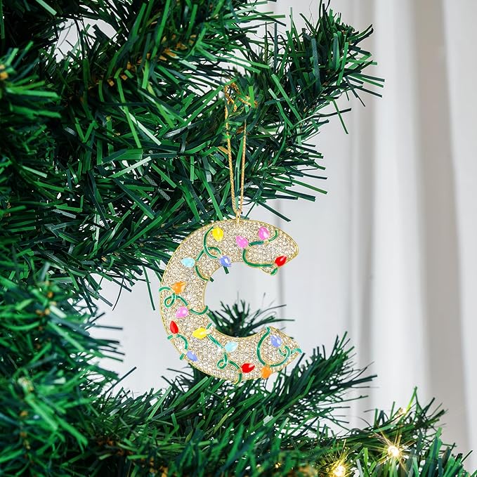 2025 Christmas Initial Ornaments,Letter C Ornaments for Xmas Tree,Hanging Christmas Ornament Gift for Mother Friends Sister Wife Grandma Women Men