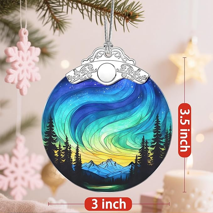 Christmas Ornaments: Stained Glass Ornament, Christmas Tree Ornament, Hanging Ornaments for Home Decor & Xmas Tree Decorations – Holiday Decor, Gifts & Holiday Present - Northern Lights