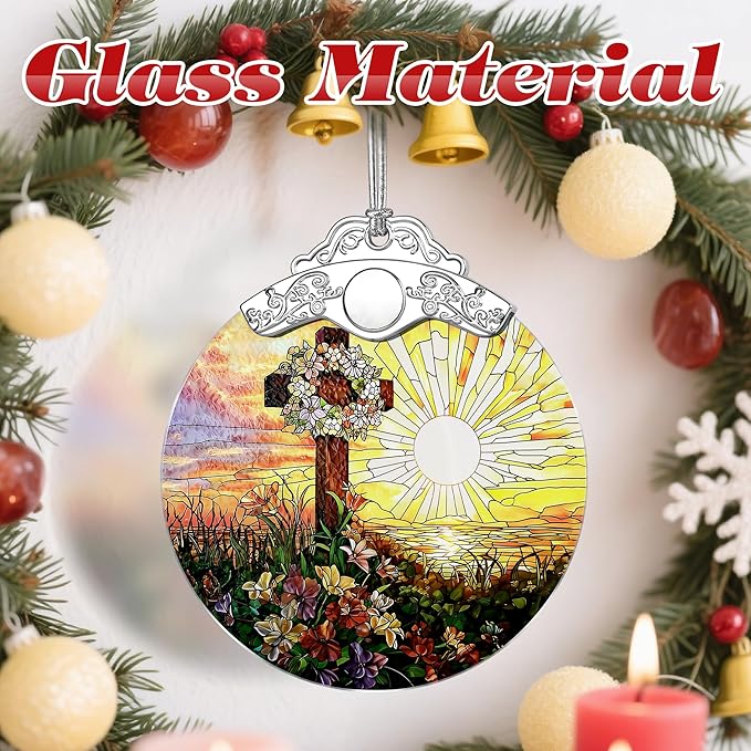 Stained Glass Ornament, Christian Christmas Ornaments, Christmas Tree Ornaments & Holiday Ornament: Religious Cross Home Decor, Exquisite Party Gifts for Christians & Religious Gifts