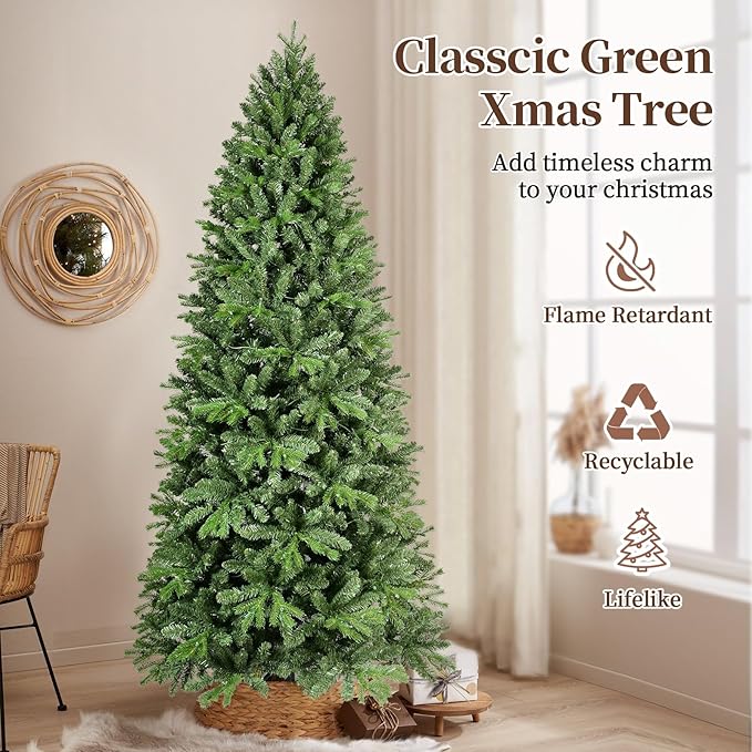 6ft Artificial Christmas Tree Green Spruce Christmas Tree with Dense 988 Branches Tips Easy to Assemble for Home Holiday Decor