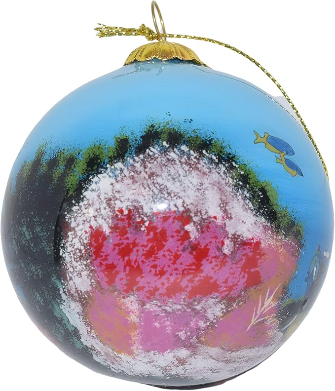 Blown Glass Christmas Ornament | Scuba Divers Key West | Hand Painted Inside | Original Art | Includes Gift Box