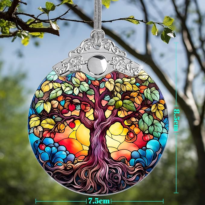 Tree of Life Christmas Ornament, Stained Glass Decor, Gifts & Holiday Ideas