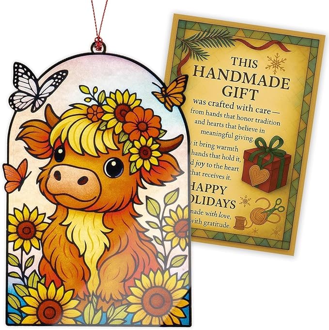 Highland Cow Ornaments for Christmas Tree, Christmas Ornaments 2025, Highland Cow Gifts for Women Girl Mom, Christmas Cow Decorations, Hanging Decoration for Christmas Holiday, Birthday Present