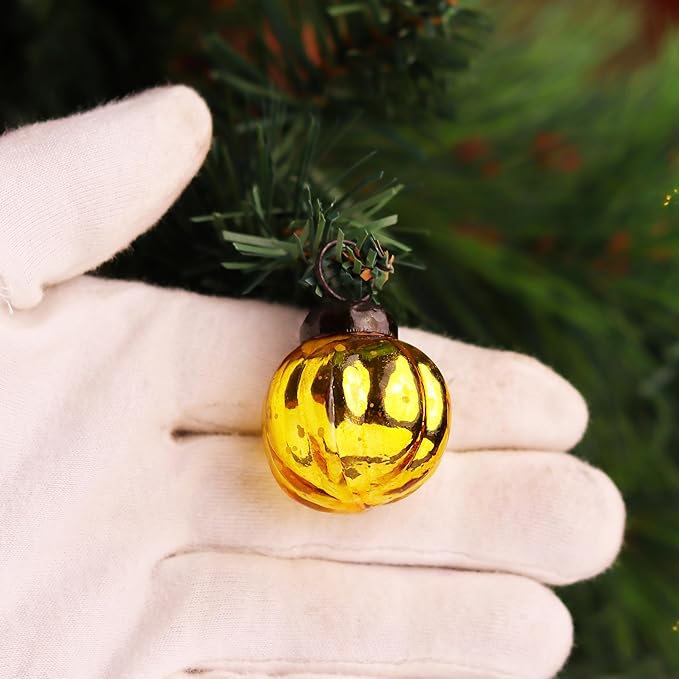IndianShelf 300 Pieces Gold Green Glass Vintage Christmas Ornaments Mini Bulk Decorative Ornaments for Halloween, Christmas Tree, New Year, Valentine Day, Holidays, Event and Wedding (25 * 12 Boxes)