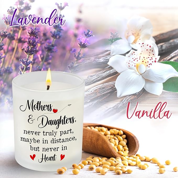 TEEZWONDER Christmas Birthday Gifts for Mom from Daughter - Long Lasting Vanilla Lavender Candle 10 oz - Birthday Gifts for Mother Mama Grandma, Mom Daughter Gift Ideas, Scented Candles for Women