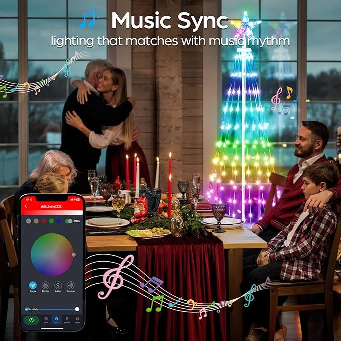 8 FT Outdoor Christmas Tree,Smart APP Remote Control RGB Color Changing DIY Timer LED Christmas Tree for Indoor Outdoor Decorations
