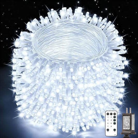 Christmas Lights String Outdoor Indoor, Cold White 403FT 1200 LED Xmas Tree Decorations Lights,Plug in Twinkle Fairy Light with Remote Timer for Room Yard Holiday Party Wedding Camping Decor
